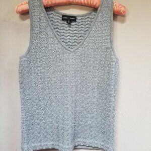 Audrey Talbott Metallic Gray Knit Sleeveless Top